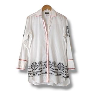 Tommy Bahama Retro Boho Cowgirl 100% Cotton Button Up Embroidered Beach Coverup